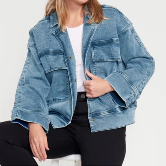 Betabrand Sloane Yoga Denim Jean Jacket Medium Wash - Picture 1 of 7